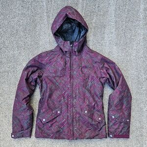 Oakley Recon Ski Snowboard Jacket Purple Black Geometric Insulated Coat Womens S